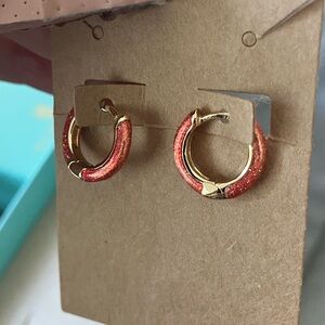Coral glitter huggie hoops (bundle item only)